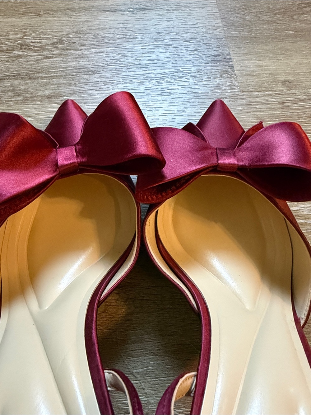 Jessica Simpson Satin Wine Bow Pointed-Toe Slingback Heels - Picture 5 of 7